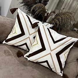 Punch Nakışlı Kırlent Kılıfı