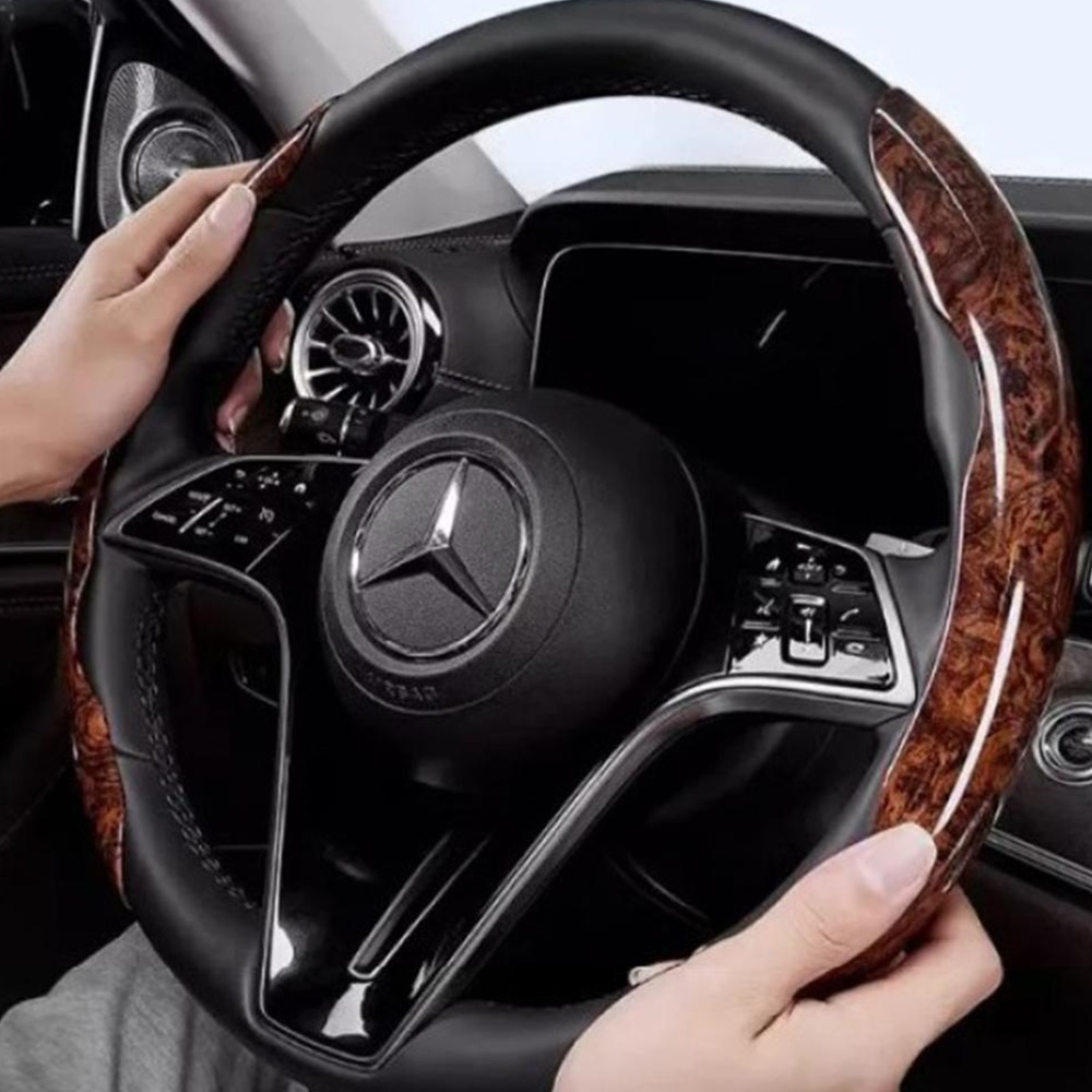 2'li Ahşap Tasarımlı Direksiyon Simidi Koruma Kılıfı