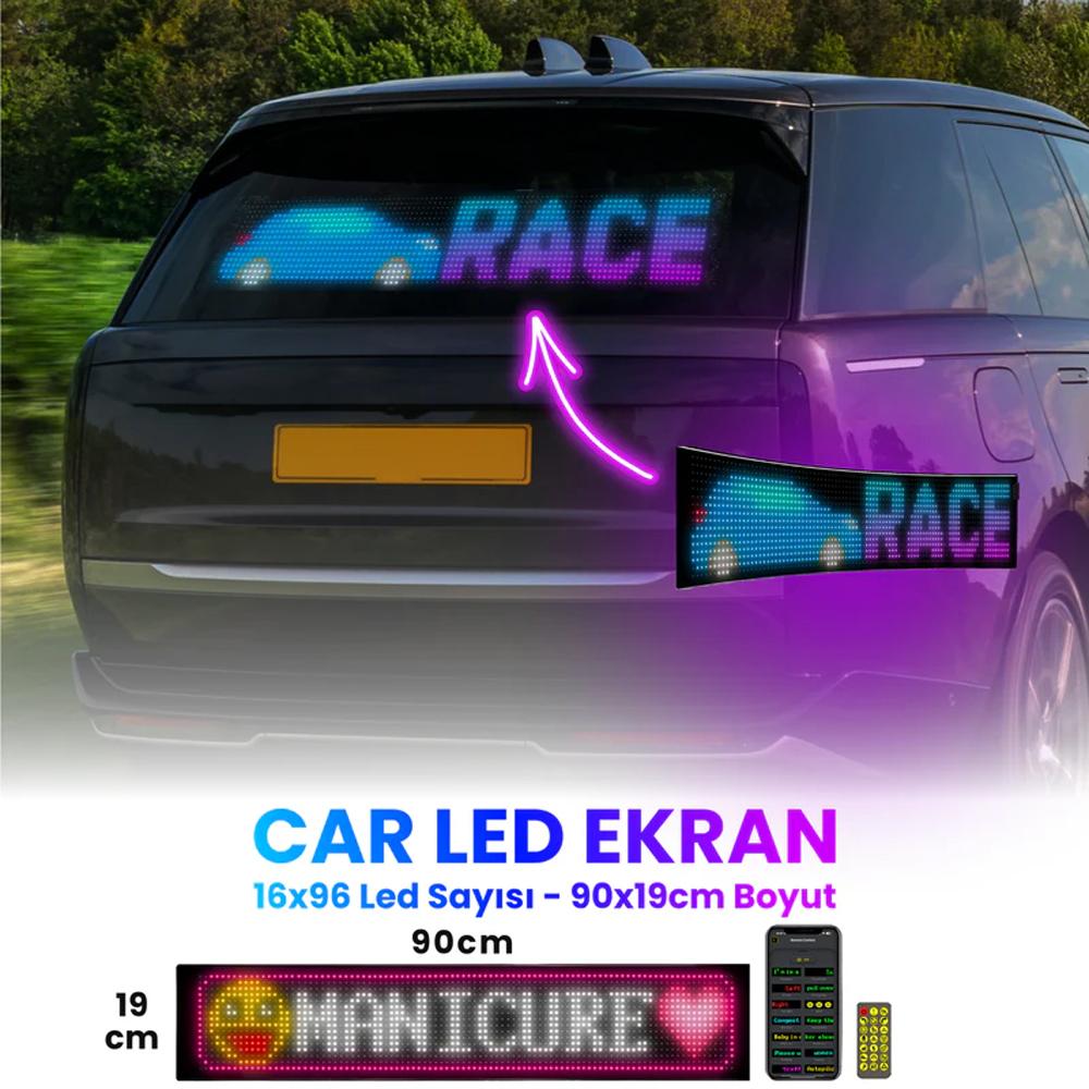 Kişiselleştirilebilir Matrix Car LED Ekran (90x19cm)